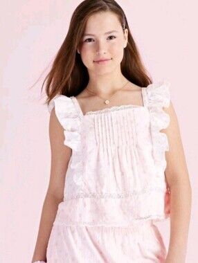 LoveShackFancy x Target Girls' Rebecca Alouette Rose Embroidery Ruffle Tank Top